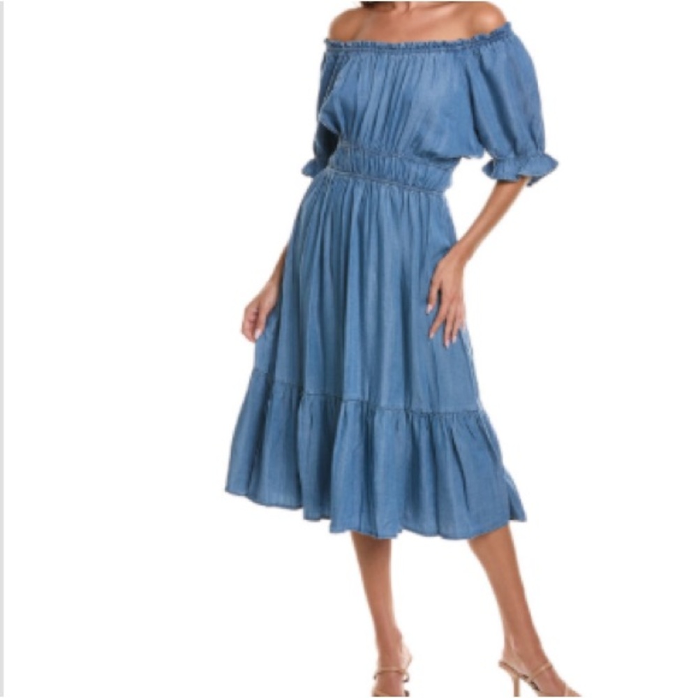 Nanette Lepore Denim Blue Off-Shoulder Dress